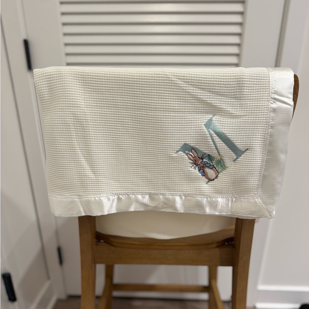 CUSTOM Embroidered Satin Trim Baby Blanket Gift